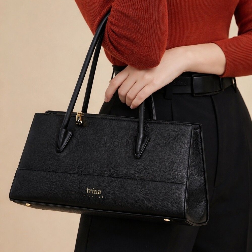 Trina Turk Satchel with Shoulder Strap in Black - NWT